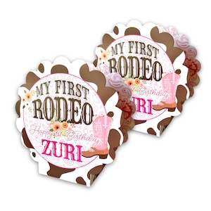My First Rodeo, Western, Cowgirl Birthday Personalized Table Centerpieces, SET of TWO