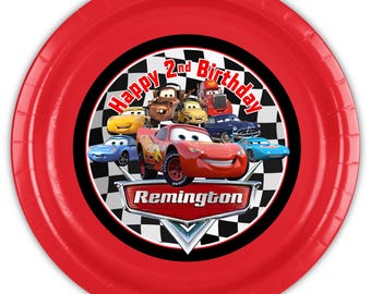Cars Movie Birthday Party Personalized Meal Plates, pack of 12