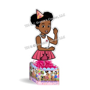 Gracies corner birthday party decoration personalized table centerpiece, choose your character, multi-color base