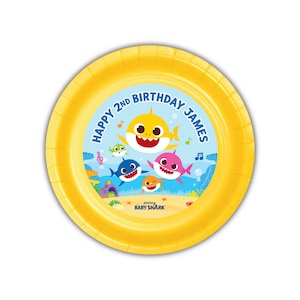 Baby Shark Birthday Party Personalized Cake Plates, 12count, Classic