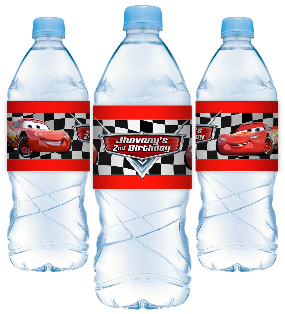 Cars Birthday Party Lightning Mcqueen Personalized Water Bottle Labels PACK  of 10 