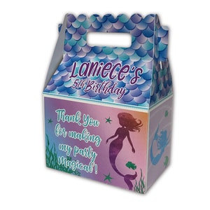 Mystical Mermaid Birthday Party, Personalized Gable Favor Boxes, pack of 8