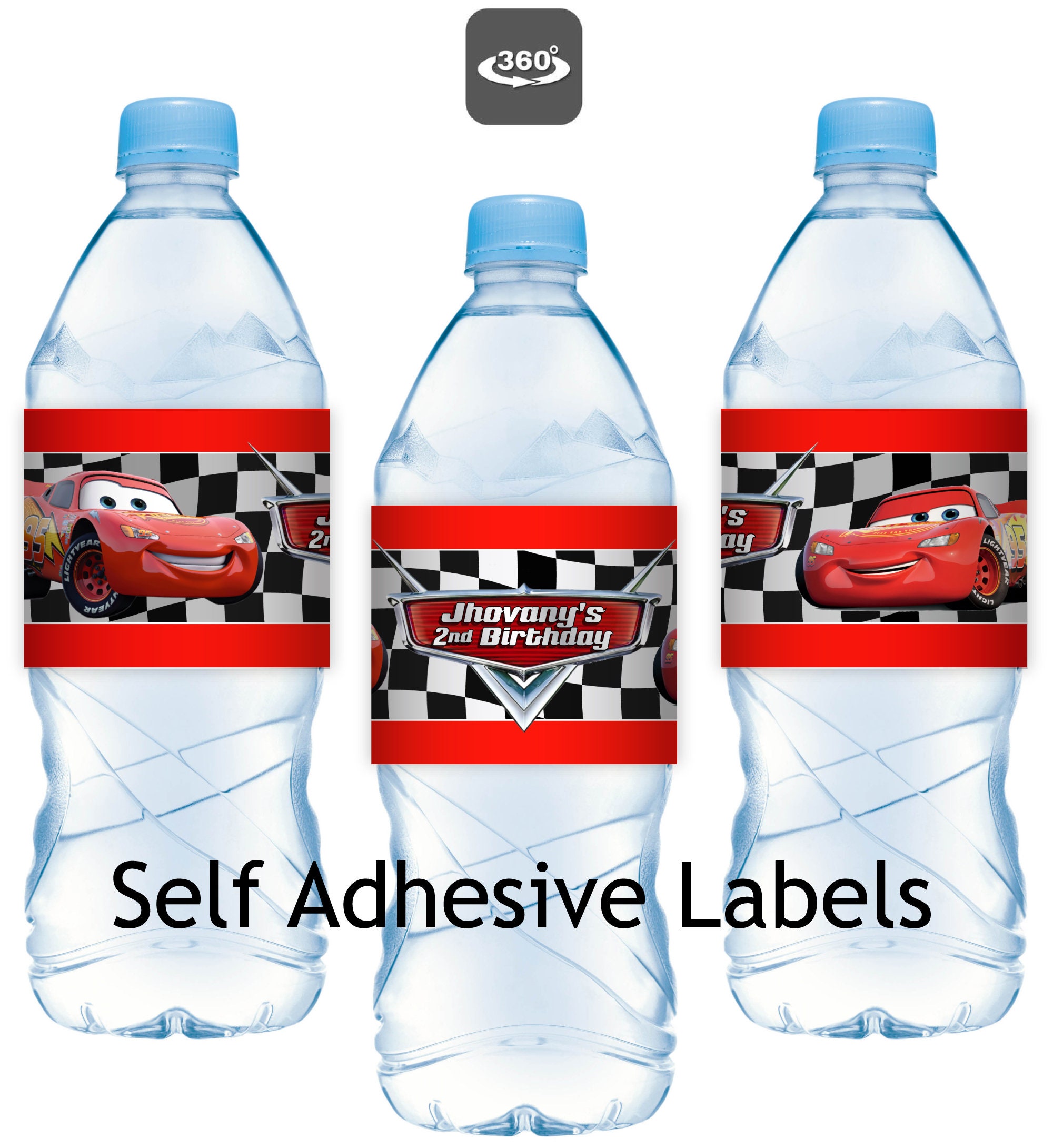 Cars Lighting Mcqueen Personalised Water Label 