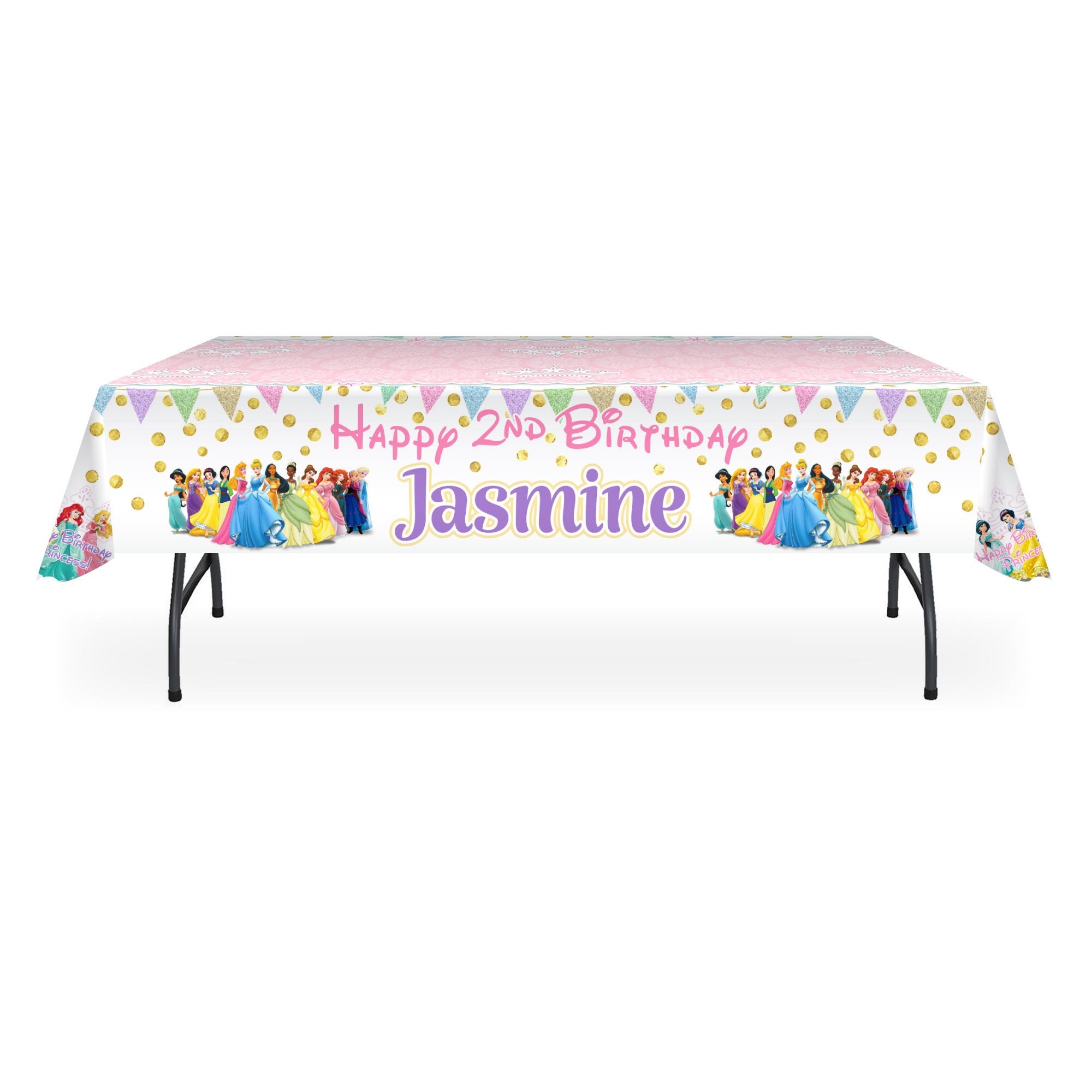 Disney Princess Party Personalized HEAVY Vinyl Table Cover Custom Made
