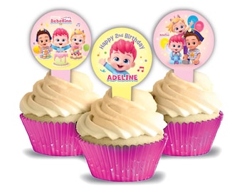 Bebefinn GIRL Personalized Cupcake Toppers, pack of 12