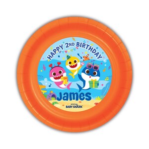 Baby Shark Birthday Party Personalized Cake Plates, 12count, Celebration