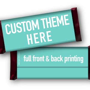 Chocolate candy bar wrappers, set of 12 wraps request your theme