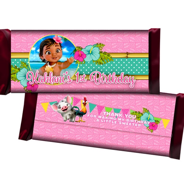 Baby Moana Chocolate Candy Bar Wrappers, SET of 12 wraps