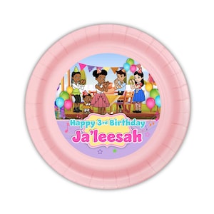 Gracie&#39;s corner custom party plates, personalized cake plates, pinkmulti color, 12 count, licensed item