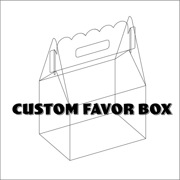 Custom Party Favor Gable Box | Request Your Theme Goody Bag | Order QTY You Need 8 Box Minimum