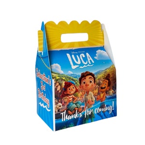Luca Movie Birthday Party, Personalized Gable Favor Boxes, pack of 8
