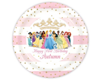 Disney princess personalized cake plates, pack of 12
