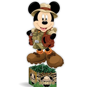 Mickey mouse jungle safari birthday party personalized table centerpiece, CHOOSE Character