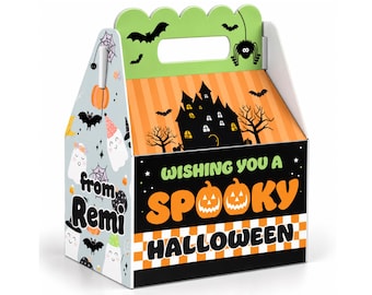 Spooky Halloween Class Treat Personalized Favor Boxes, Pack of 8