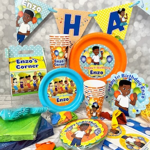 Gracie&#39;s Corner ULTIMATE Party Bundle Package, BOY Color Scheme for 12 Guests, Officially Licensed Items