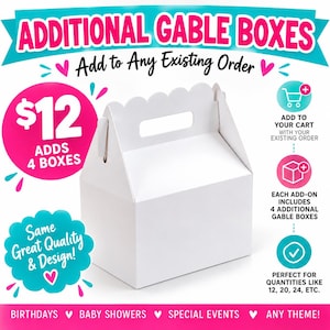 Additional Gable Favor Boxes: Add-On for Existing Order (Set of 4)