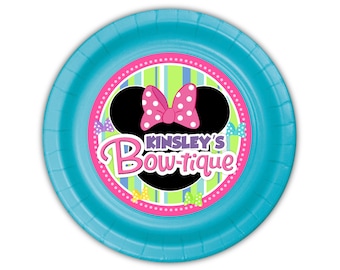Minnie Mouse Bowtique Party Personalized Cake Plates, pack of 12
