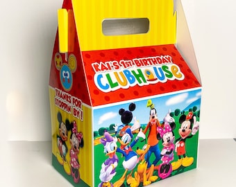 Mickey Mouse Clubhouse Birthday Party, QTY 8 Personalized Gable Favor Boxes