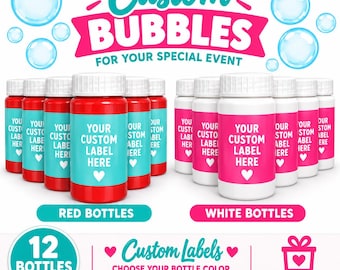 Custom Designed Label Bubbles Party Favors, 12count