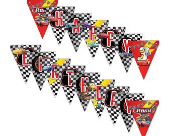 Cars Racing Birthday personalized banner decoration