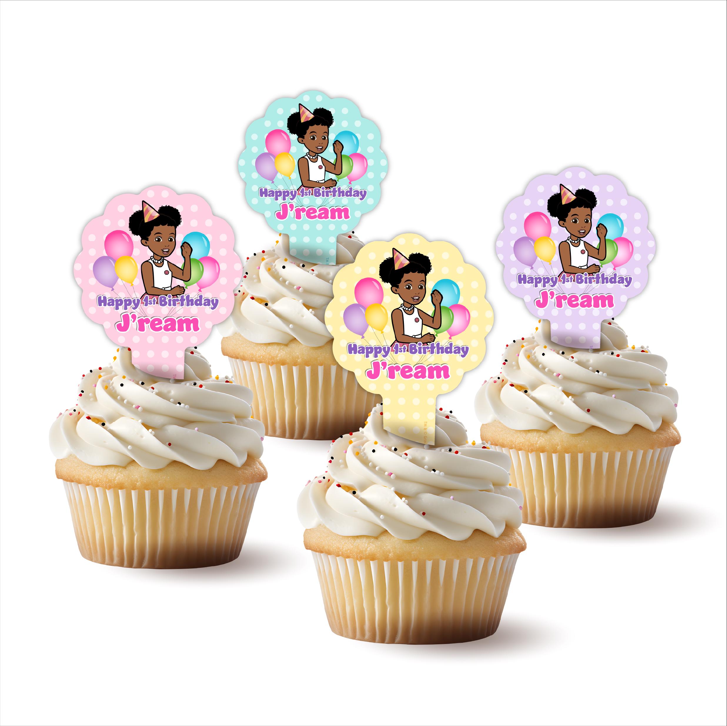 Gracie’s Corner Birthday Cake Topper – Two-Sided Print, Pink Lavender Gold, For Kids' Parties - View #6