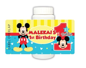 Mickey Mouse Turquoise First Birthday Bubbles Party Favors, Set of 12