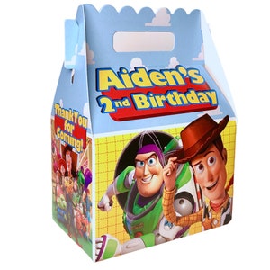 Toy Story Woody & Buzz Birthday Party, QTY 8 Personalized Gable Favor Boxes