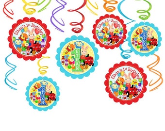 Babyfirst tv personalized dangler decorations, hanging swirls party supplies, 12 count