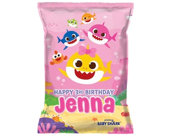 Baby Shark GIRL Chip Bags for Birthday Party 12 count