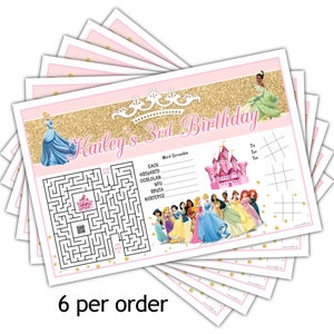 Disney Princess Personalized Placemats for Parties, 6 count