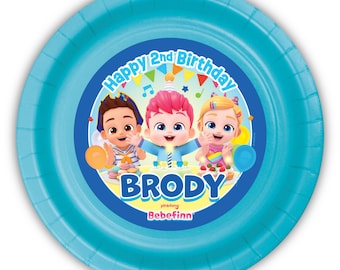 Platos de comida personalizados para fiesta de cumpleaños de Bebefinn, 12 unidades