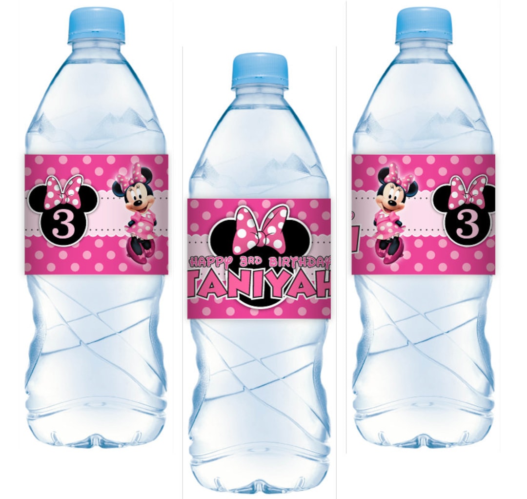 Minnie Birthday Water Bottle Label