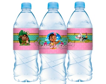 Moana Baby Birthday Party PACK of 15 Water Bottle Labels
