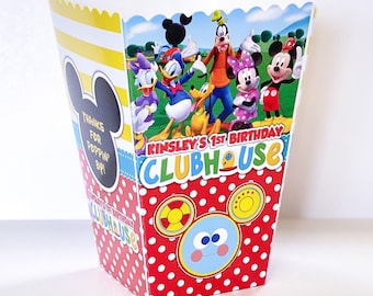 Mickey Mouse Clubhouse Birthday Party Personalized Popcorn Box, pack of 8