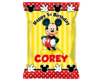 Mickey mouse custom chip bags, snack bags, pouches, set of 12