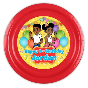 Gracie&#39;s Corner Custom Party Plates, Personalized MEAL Plates, Red Version, 12 count, Licensed Item