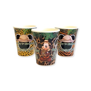 Mickey Mouse Safari Jungle Birthday Party, Personalized Party Cups, pack of 12