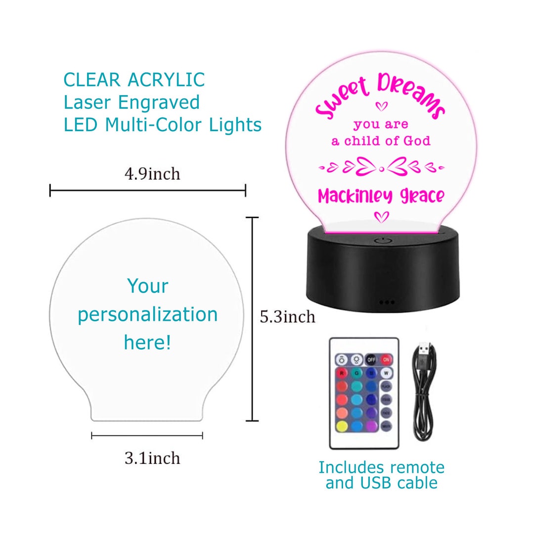 Laser Engraved Acrylic LED Light Display Sign ROUND Night Etsy