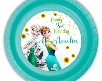 Frozen Fever Custom Birthday Party Meal Plates: Pack of 12