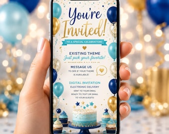 Personalized Digital Birthday Invitation, E-Invitation File, Existing Theme