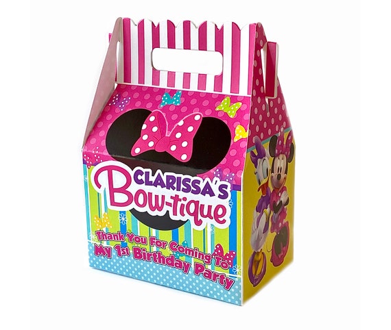 Minnie Mouse Bow-tique Birthday Party, Personalized Gable Favor Boxes, Pack  of 8 - Etsy Norway