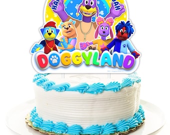 Doggyland Birthday Party Personalized Cake Topper Decoration
