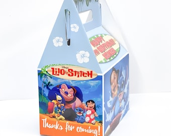 Lilo & Stitch Surf Island Birthday Party, Personalized Gable Favor Boxes,  Pack of 8 