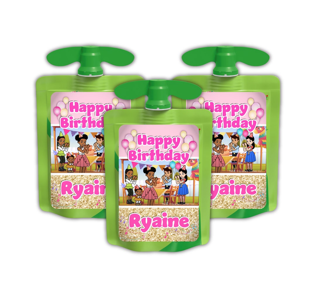 Gracie's Corner Party Applesauce Gogo Squeeze Fruit Pouch Labels, SET