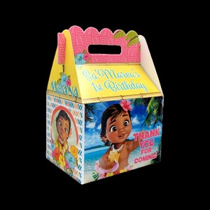 Baby moana birthday party, personalized gable favor boxes, 8 count