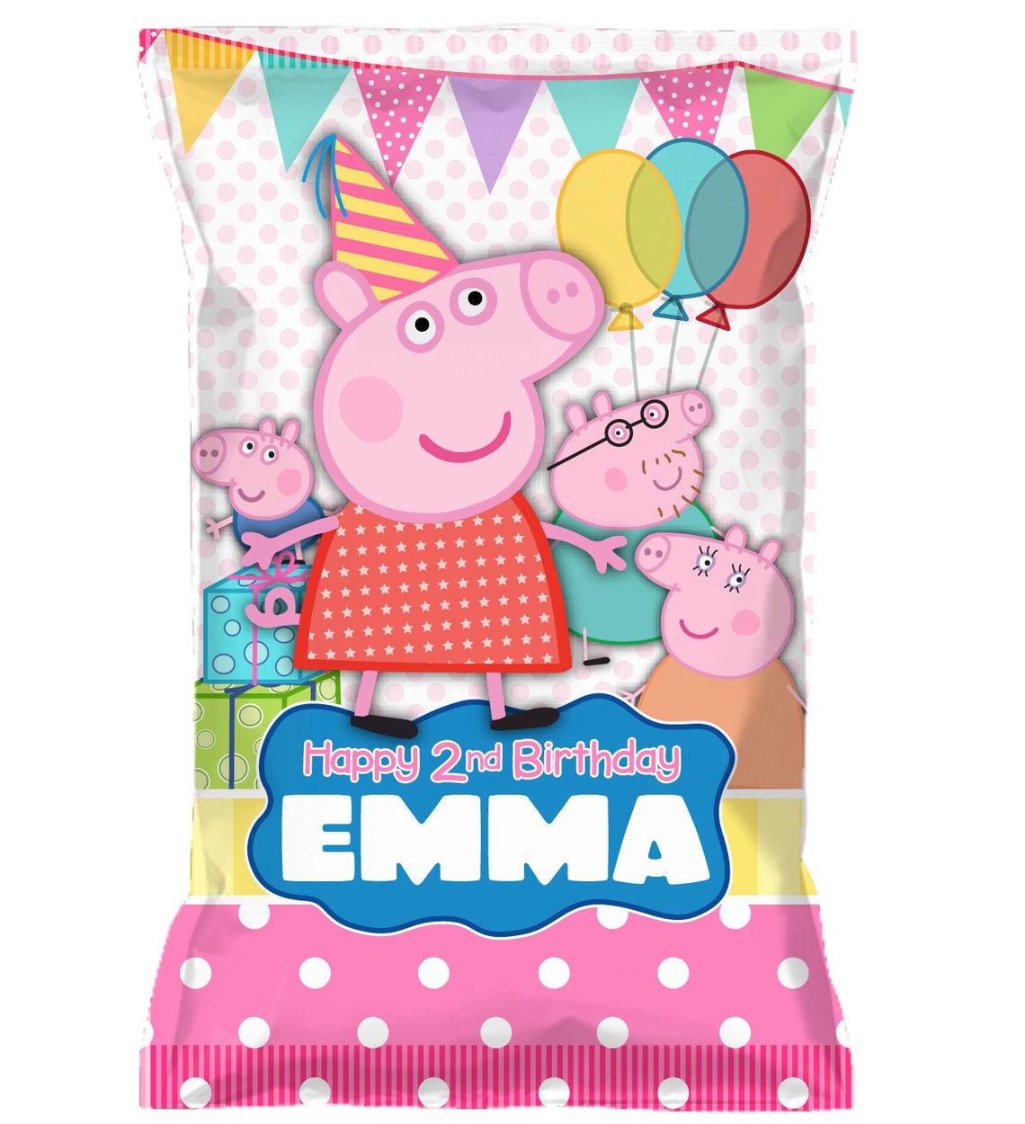 Peppa Pig 12 pack Custom Chip Bags Snack Pouches Etsy