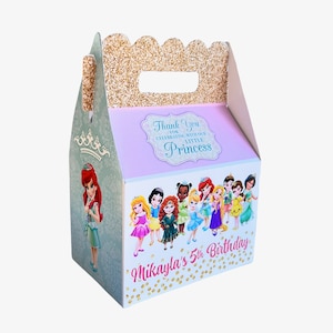 Disney Little Princesses Toddler Baby Princess Party, Personalized Gable Favor Boxes, pack of 8