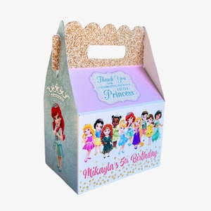 Disney Little Princesses Toddler Baby Princess Party, Personalized Gable Favor Boxes, pack of 8