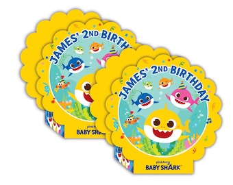 Baby Shark Birthday Personalized Party Table Centerpiece, SET of TWO