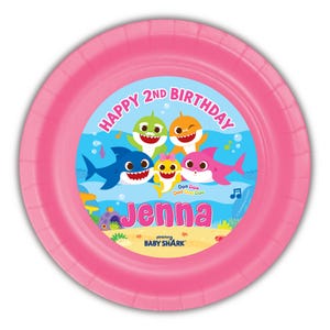 Baby Shark Birthday Party Personalized Meal Plates, 12count, Classic GIRL